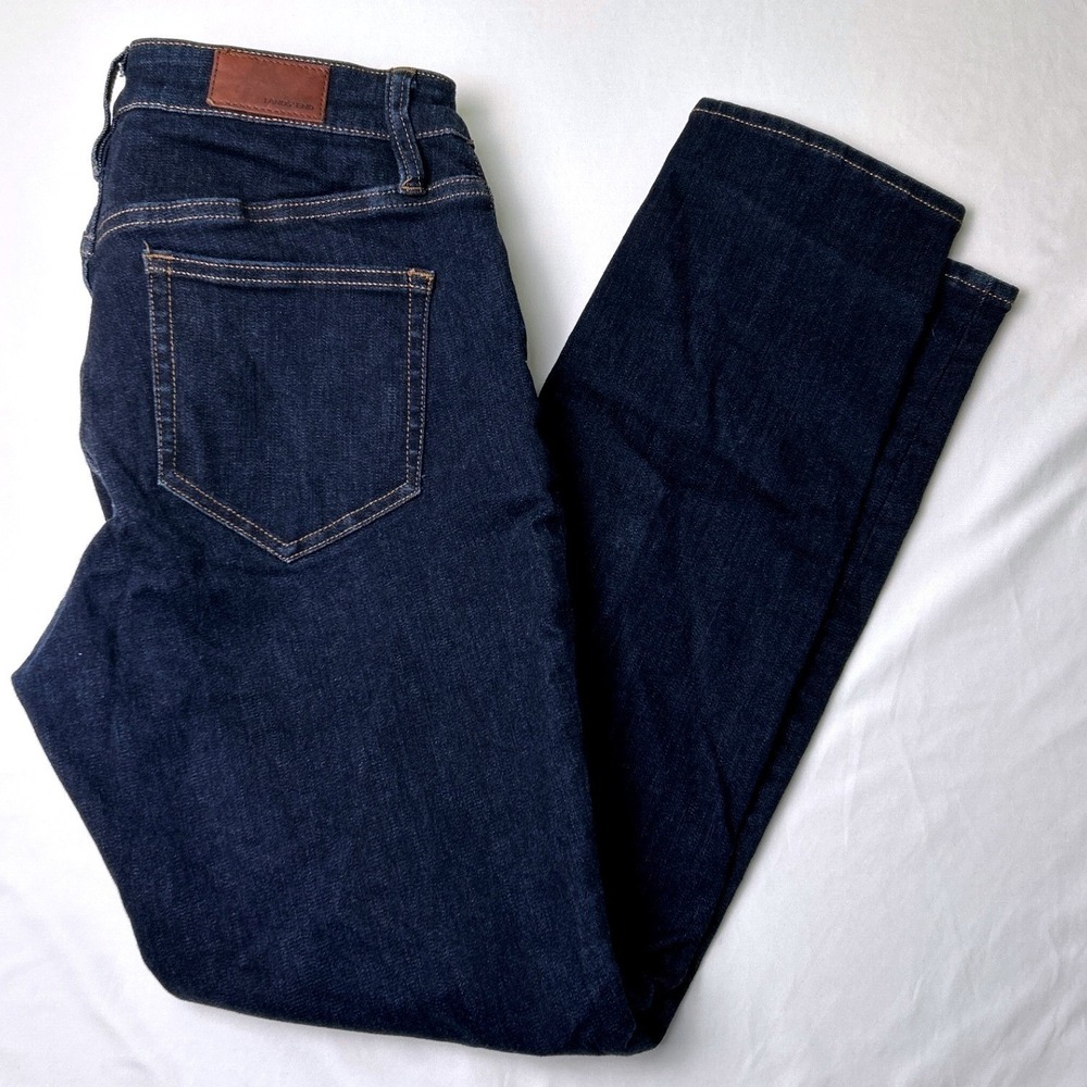 Lands' End Women Mid Rise Curvy Skinny Jeans Dark Indigo Size 8P Stretch